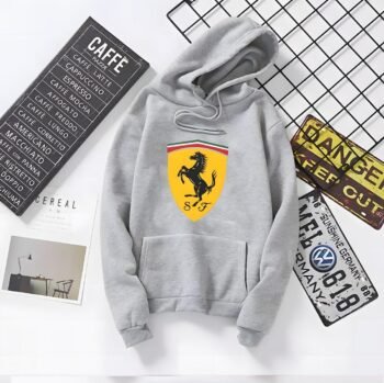 Ferrari Grey – 1 Pc Men’s Fleece Printed Hoodie