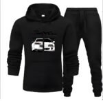 Supra Black - 2 Pcs Men's Fleece Printed Hoodie Track Suit